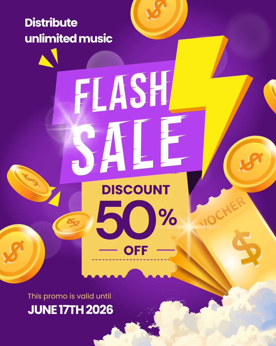 50% off artist pricing promotion